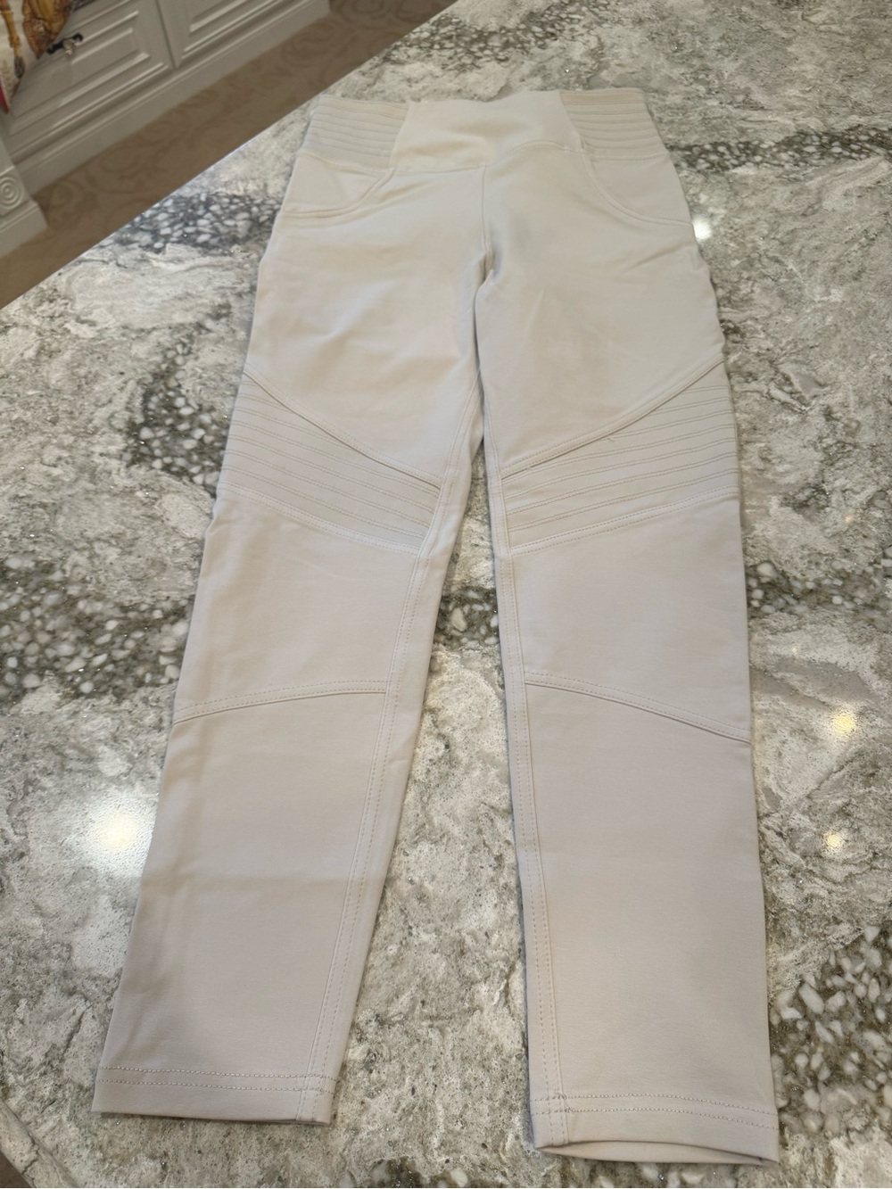 Freddy Cream Ponte Moto-Style Skinny Pants
